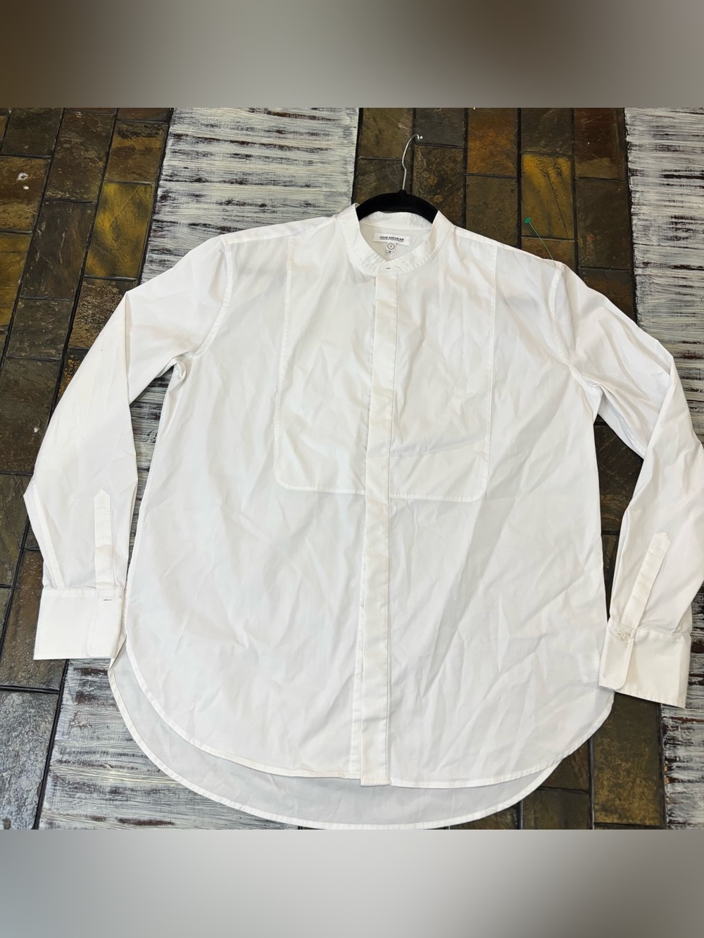 Good American Women's White Stretch Button-Up Blouse Cami Shirt Sz 3 Long Sleeve